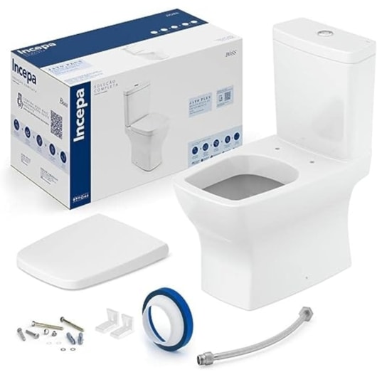 Vaso Sanitário Com Caixa Acoplada E Acessórios De Instalaçao Assento Termofixo Boss Branco Incepa - Imagem principal - a7eb133f-0643-4468-b250-8377960dea81