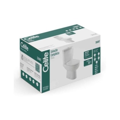 Vaso Sanitário Com Caixa Acoplada E Itens De Instalaçao Assento Termofixo Smart Mate Black Celite