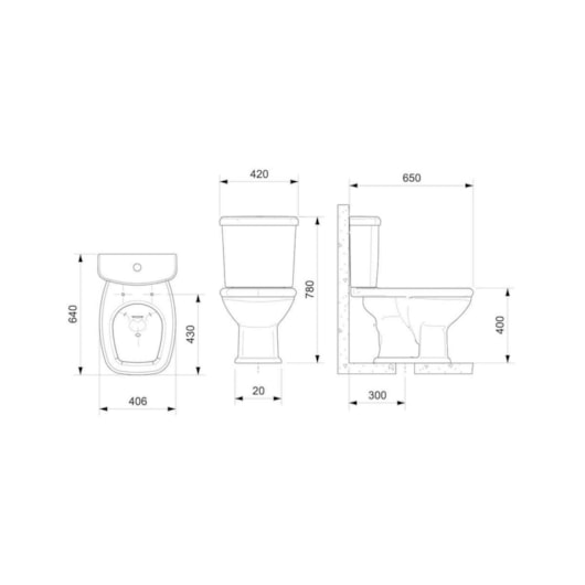 Vaso Sanitário Com Caixa Acoplada E Itens De Instalaçao Fit Plus Cinza Prata Celite - Imagem principal - 98d28530-9b79-4612-9a07-1eaec3142b48