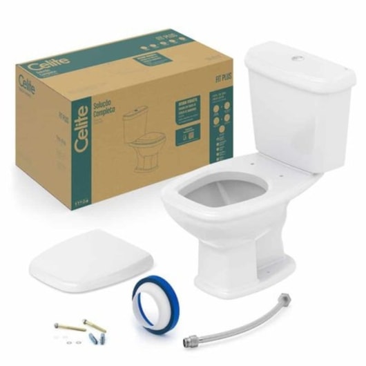 Vaso Sanitário Com Caixa Acoplada E Itens De Instalaçao Fit Plus Cinza Prata Celite - Imagem principal - 0345bca5-1433-48e8-825c-62e45c6a2e92