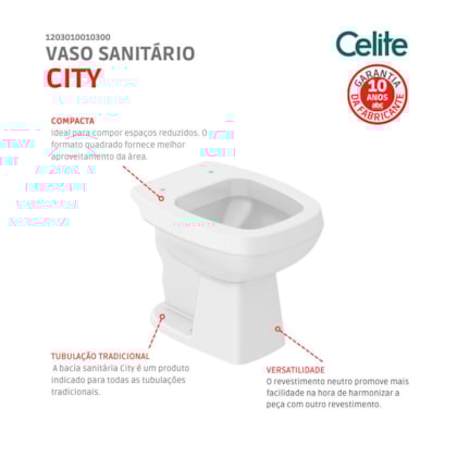 Vaso Sanitário Convencional City Branco Celite