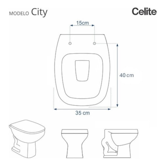 Vaso Sanitário Convencional City Branco Celite - Imagem principal - 2b6f2652-2aba-40b5-83f8-7f9cf60ea8bc