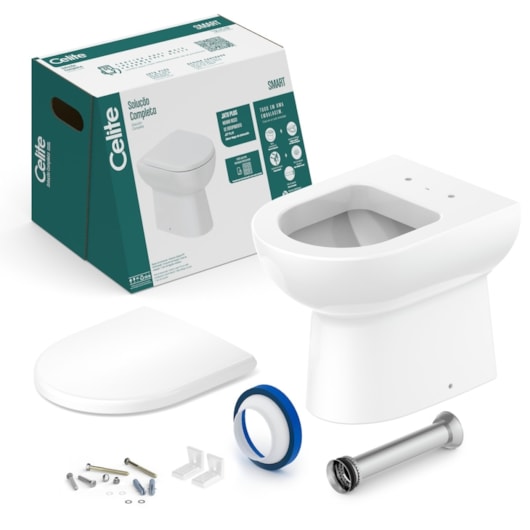 Vaso Sanitário Convencional Com Acessórios De Instalaçao E Assento Sanitário Pp Sc Smart Branco Celite - Imagem principal - 18081bbb-5ad6-4da8-a218-7e8a13e67f43