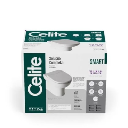 Vaso Sanitário Convencional Com Acessórios De Instalaçao E Assento Sanitário Termofixo Smart Branco Celite