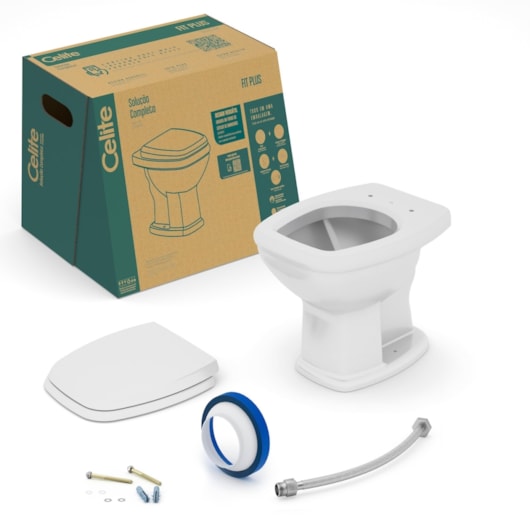 Vaso Sanitário Convencional Com Acessórios De Instalaçao Fit Plus Cinza Prata Celite - Imagem principal - aeec6d1e-26e0-4630-8ceb-846fa71cba17