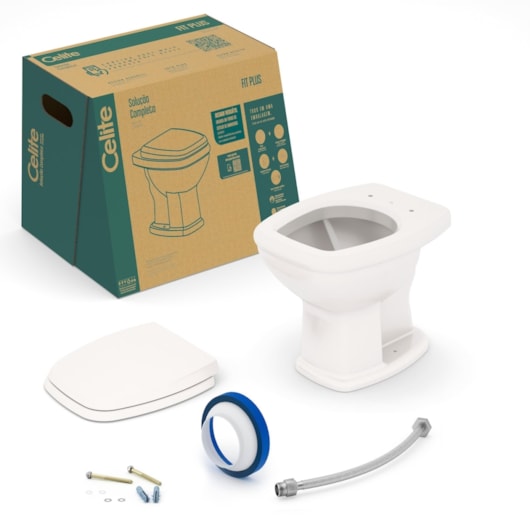 Vaso Sanitário Convencional Com Acessórios De Instalaçao Fit Plus Pergamon Celite - Imagem principal - 7622e0d4-bb27-4699-b56e-1573d1534763