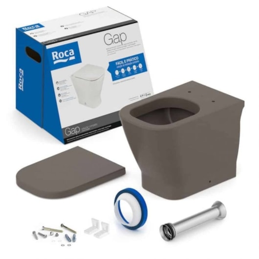 Vaso Sanitário  Convencional Com Itens de Instalação E Assento Termofixo Gap Café Roca  - Imagem principal - 1443d84e-c8cf-434d-aa00-4cca5732f4d3