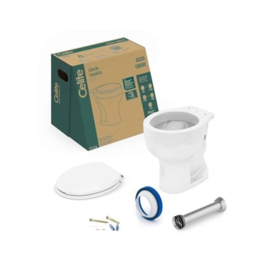 Vaso Sanitário Convencional De Acessibilidade Com Assento PP Softclose e Itens de Instalacao Acesso Confort Celite - Imagem principal - fbb2140a-997b-41d9-8158-41ef194cbcaa