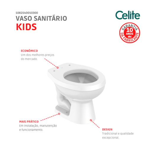 Vaso Sanitário Convencional Infantil Branco Celite - Imagem principal - 76afd9c4-0337-4091-a402-0eee78d03876