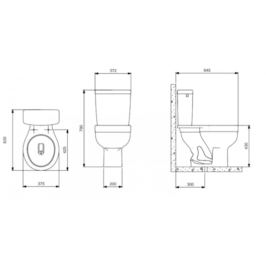 Vaso Sanitário De Acessibilidade Para Caixa Acoplada Sem Abertura Frontal  Acesso In Branco Incepa - Imagem principal - 5c386c65-472a-45a9-b496-e9089bdc0a13