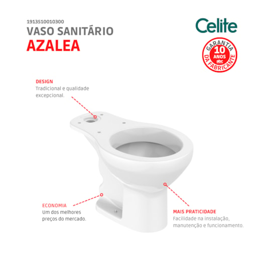 Vaso Sanitário Para Caixa Acoplada Azálea Branco Celite - Imagem principal - 1b9a02cc-85c8-437d-b807-3530ffa7b68c