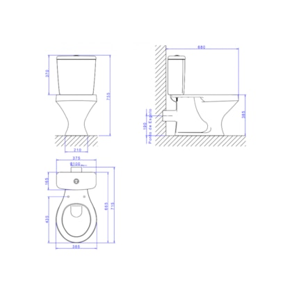 Vaso Sanitário Para Caixa Acoplada Com Saída Horizontal Ravena P900 Branco Deca