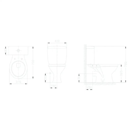 Vaso Sanitário Para Caixa Acoplada Saída Horizontal Flamingo Branco Incepa