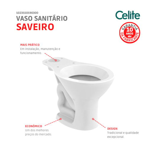 Vaso Sanitário Para Caixa Acoplada Saveiro Pergamon Celite - Imagem principal - 86bd3bc7-4fab-4790-9fe4-ab265c3334af