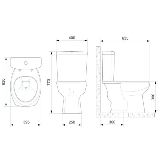 Vaso Sanitário Para Caixa Acoplada Thema Plus Cinza Incepa - Imagem principal - 249fbbaa-a81c-465d-adfb-1f95482a0bb8