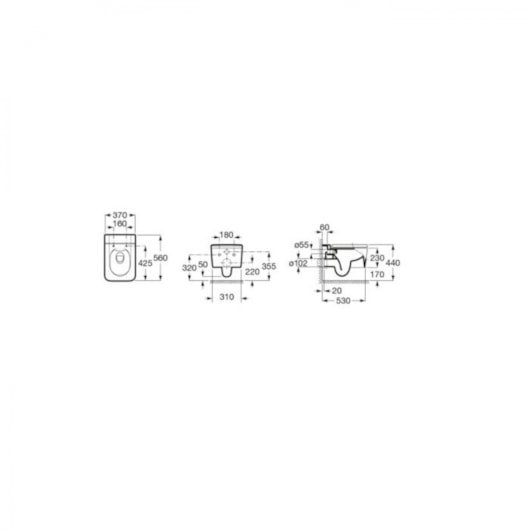 Vaso Sanitário Suspenso Rimless Inspira Square Blanco Mate Roca - Imagem principal - 13a1520d-cce8-4f27-adba-e5e1be408cff
