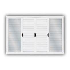 Veneziana 6 Folhas Vidro Liso Aço Minas Sul Branco MGM 120x150x12cm