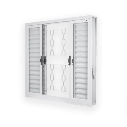 Veneziana 6 Folhas Vidro Liso Com Grade Elo Branco MGM 120x200cm - Imagem principal - 6932b340-8b4f-4d13-8664-14fcec7f919e