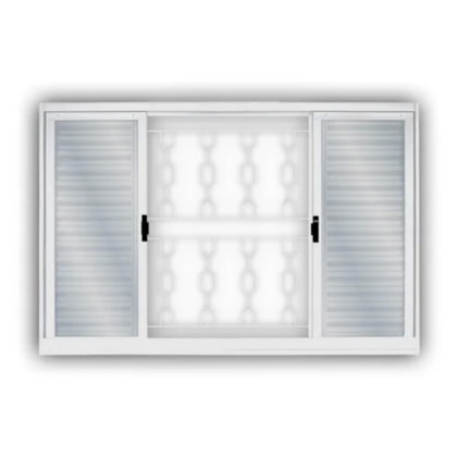 Veneziana 6 Folhas Vidro Liso Com Grade Elo Branco MGM 120x200cm