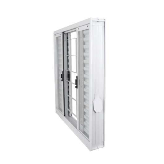 Veneziana 6 Folhas Vidro Liso Com Grade Quadriculada Branco MGM - Imagem principal - cb7e2076-6db5-446f-b522-0c2e1014c353