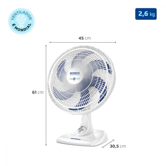 Ventilador Super Power VS Branco E Azul Mondial 40cm 127V 140W - Imagem principal - 98f21d6c-c674-494b-9ac6-582737eca98d