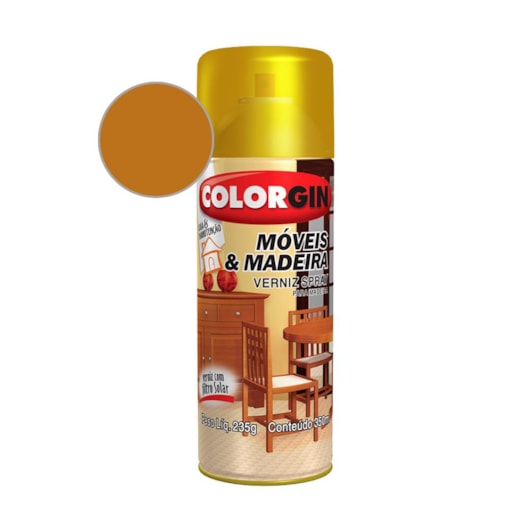 Verniz Spray  Brilhante Móveis E Madeira Imbuia Colorgin 225g - Imagem principal - f38603ae-af77-4a9c-a83c-bdeeb5907acb