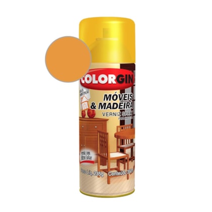 Verniz Spray  Brilhante Móveis E Madeira Natural  Colorgin 235g