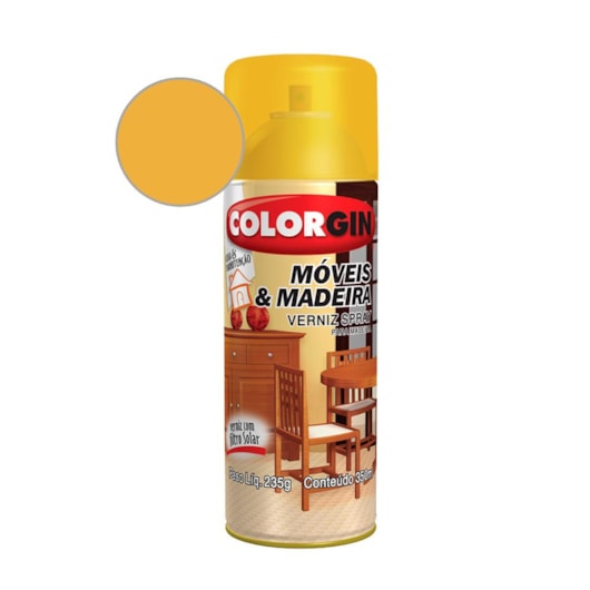 Verniz Spray  Brilhante Móveis E Madeira Natural Fosco Colorgin 235g - Imagem principal - a26618fe-8e33-4420-926e-804cc308ed53